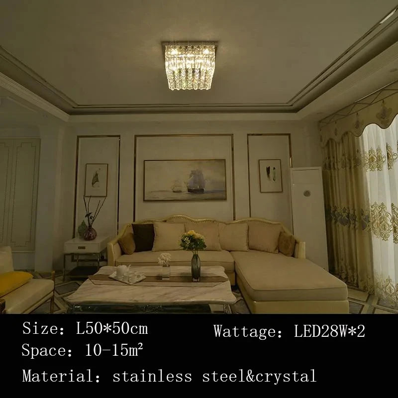 lustre quadrado de cristal